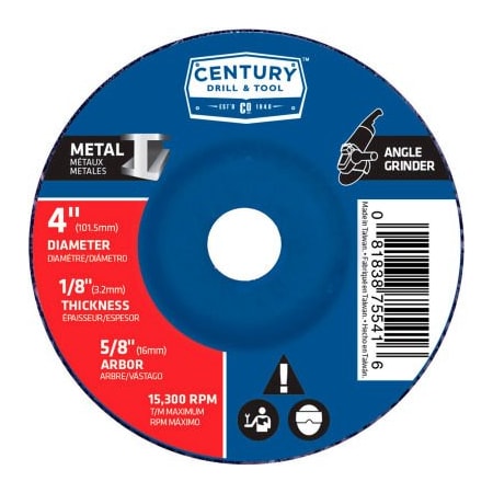 Century Drill & Tool Century Drill  Depressed Center Grinding Wheel 4" x 5/8"  Type 27 Aluminum Oxide 75541